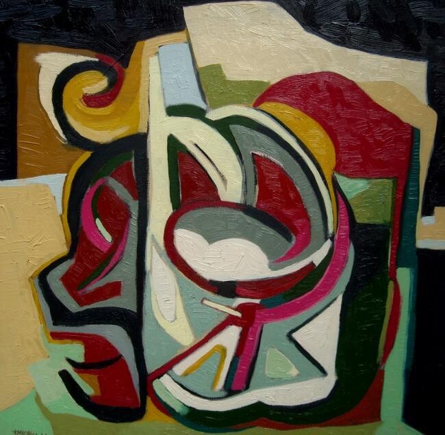 Malerei mit dem Titel ""composition abstra…" von Frédérique Manley, Original-Kunstwerk, Öl