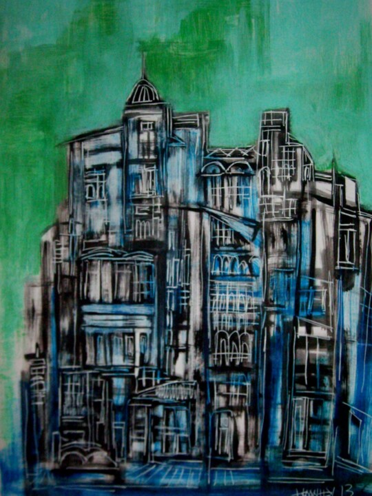Dessin intitulée ""la force des ville…" par Frédérique Manley, Œuvre d'art originale, Encre