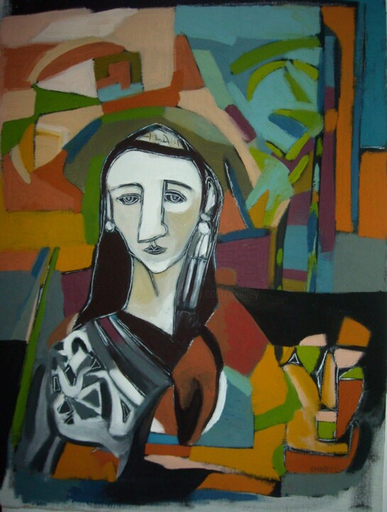 Painting titled ""avec le temps"" by Frédérique Manley, Original Artwork, Oil