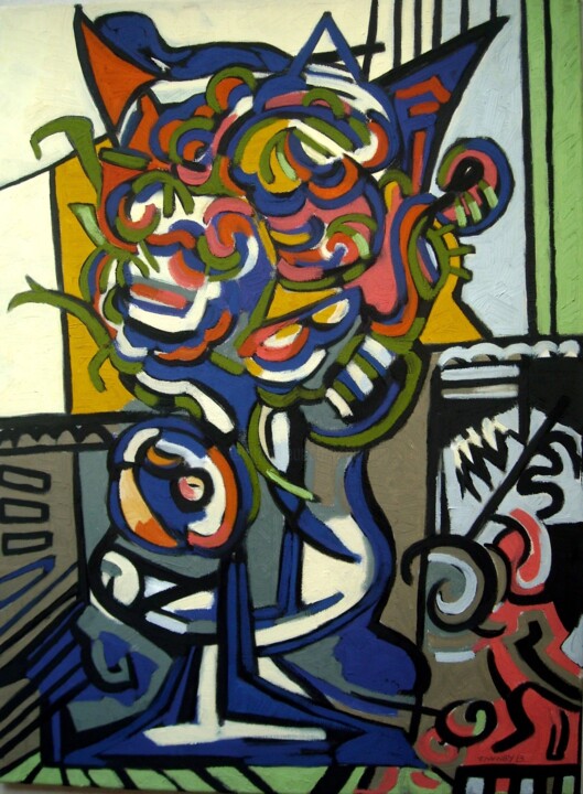 Peinture intitulée ""en AOUT,le bouquet"" par Frédérique Manley, Œuvre d'art originale, Huile