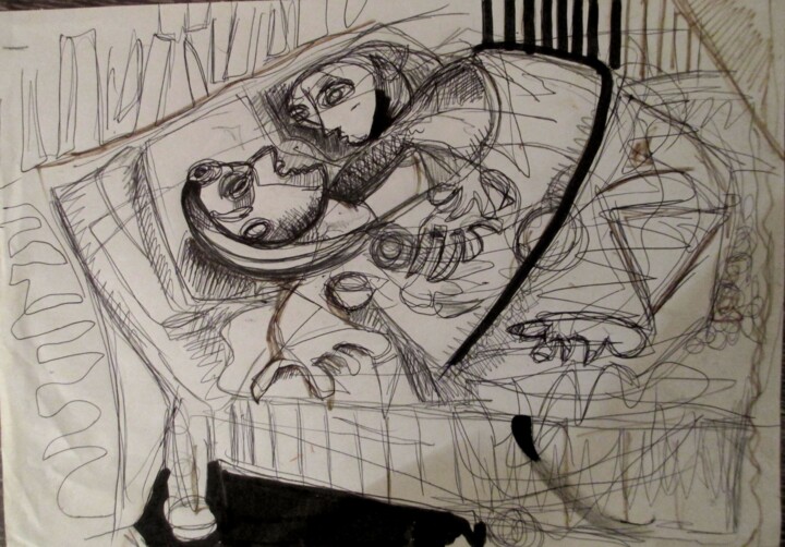 Dibujo titulada "Esquisse préparatoi…" por Frédérique Manley, Obra de arte original, Otro