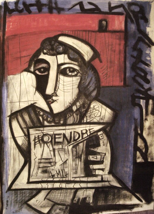 Painting titled ""A VENDRE"" by Frédérique Manley, Original Artwork, Oil