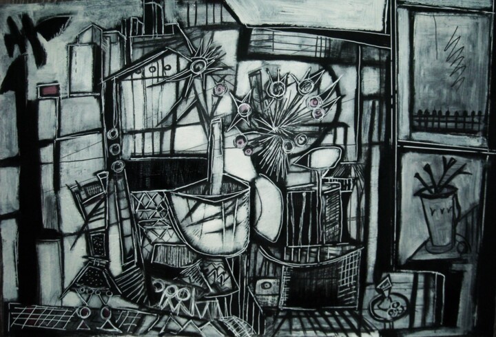 ""la terrasse"" başlıklı Tablo Frédérique Manley tarafından, Orijinal sanat, Petrol