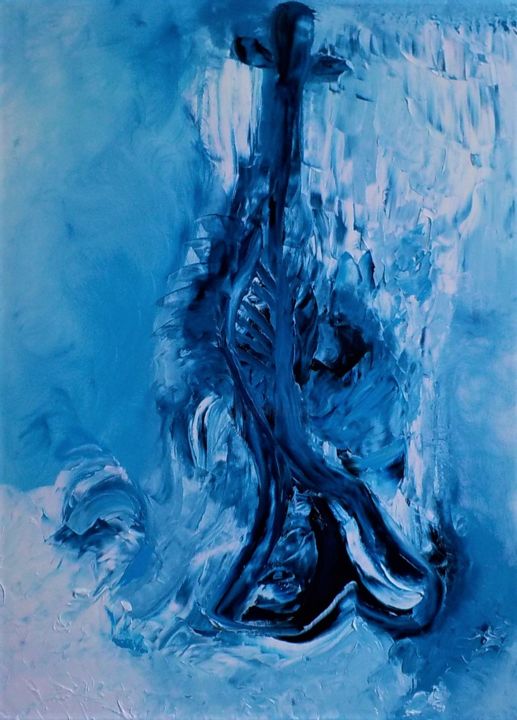 Schilderij getiteld "BLUE HARMONY" door Frederique Cantais, Origineel Kunstwerk, Olie