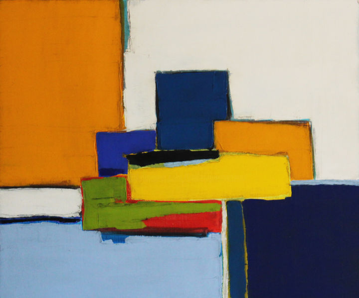Painting titled "Abstraction Colorée…" by Frédérique Marteau, Original Artwork, Oil