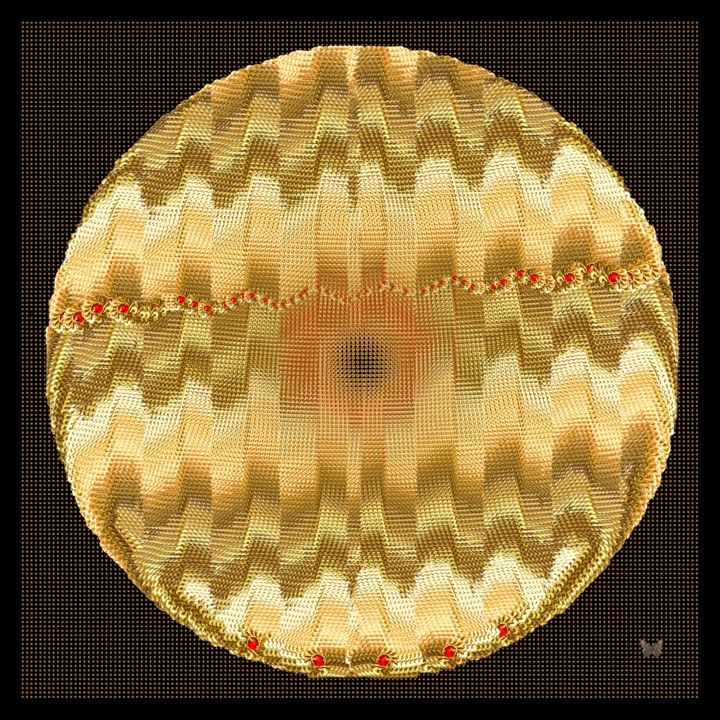 Arts numériques intitulée "Golden planet (rega…" par Frédéric Durieu & Nathalie Erin, Œuvre d'art originale, Travail numériq…