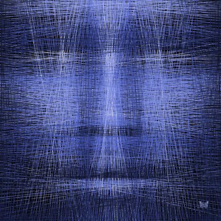 Digital Arts titled "Blue Black Out Of L…" by Frédéric Durieu & Nathalie Erin, Original Artwork, 2D Digital Work Mounted on…