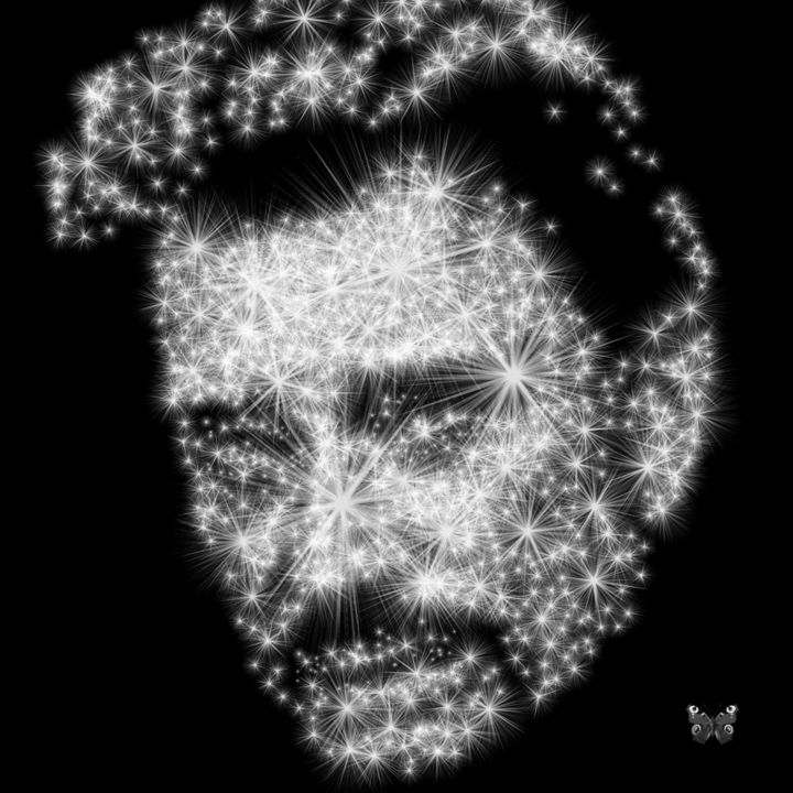 Цифровое искусство под названием "Johnny Out Of Stars" - Frédéric Durieu & Nathalie Erin, Подлинное произведение искусства,…