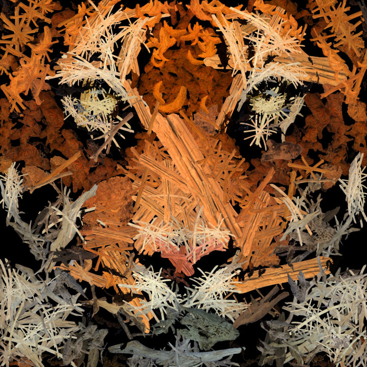 Arte digitale intitolato "Tiger Out Of Woods…" da Frédéric Durieu & Nathalie Erin, Opera d'arte originale, Lavoro digitale 2…