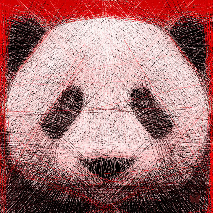 Цифровое искусство под названием "Panda Out Of Lines…" - Frédéric Durieu & Nathalie Erin, Подлинное произведение искусства,…