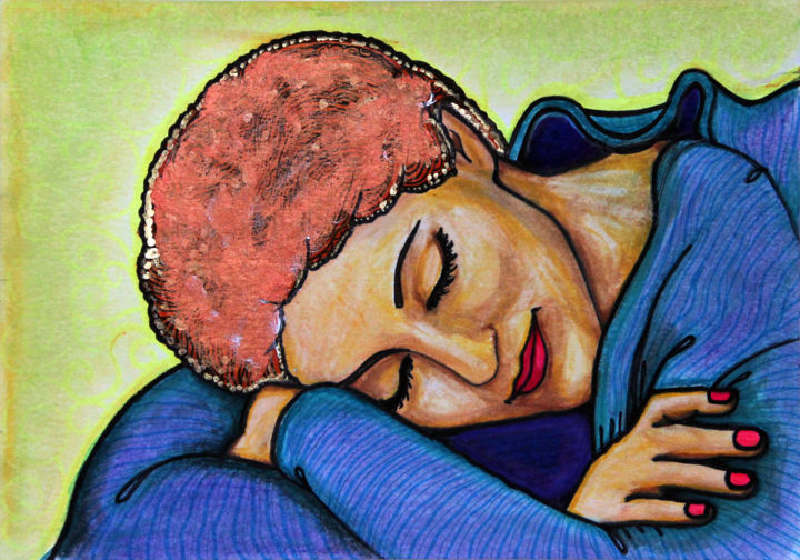 Dessin intitulée "siesta-ori.jpg" par Paula Valeria Fridman, Œuvre d'art originale, Autre