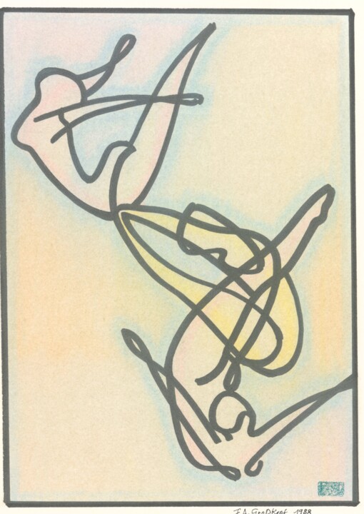 Tekening getiteld "Turmspringerin" door Friedrich Alexander Großkopf, Origineel Kunstwerk, Inkt
