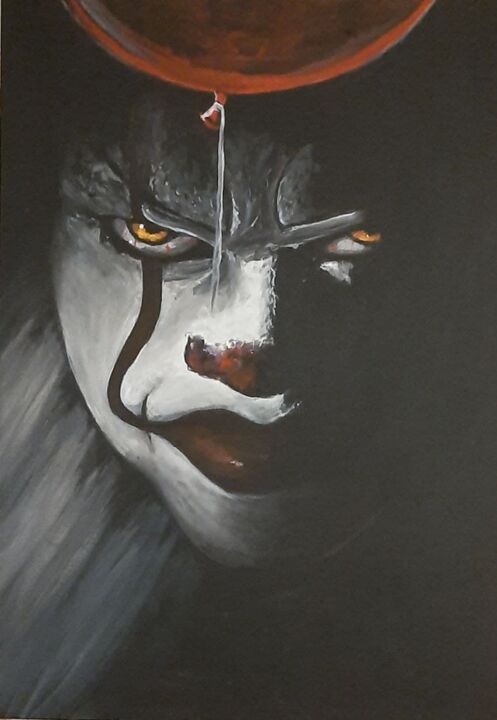 Peinture intitulée "Pennywise" par Pavel Apilat, Œuvre d'art originale, Acrylique