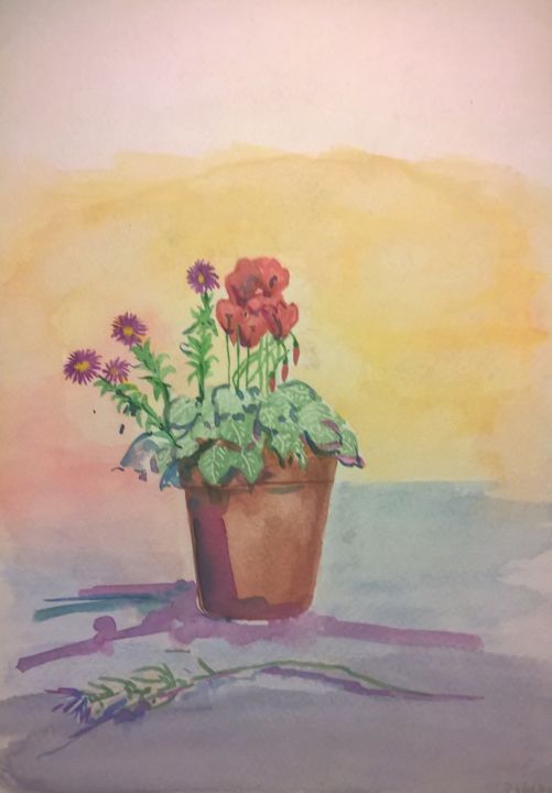 Drawing titled "pot-de-fleur" by Grisou Kerr, Original Artwork