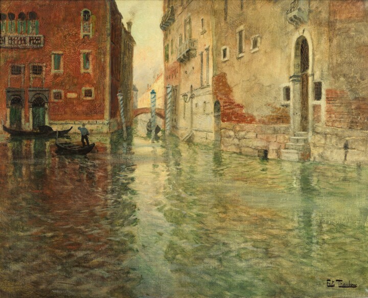 Peinture intitulée "Zone de Venise" par Frits Thaulow, Œuvre d'art originale, Huile