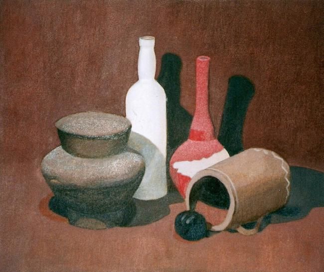 Painting titled "Bodegón con botella…" by Frixo666, Original Artwork