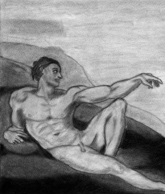 Desenho intitulada "Adam de Miguel Angel" por Frixo666, Obras de arte originais