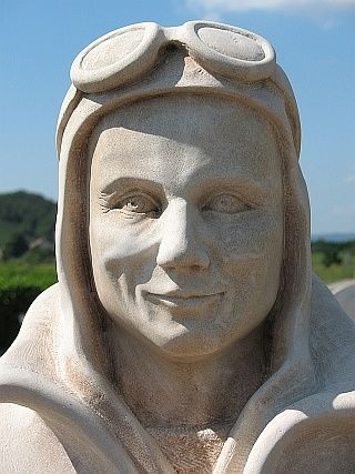 Скульптура под названием "Mermoz détail" - Gilbert Frizon, Подлинное произведение искусства, Камень