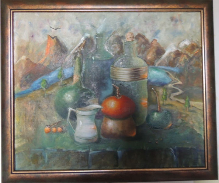 Painting titled "Вдоль горной долины…" by Nelia, Original Artwork, Oil