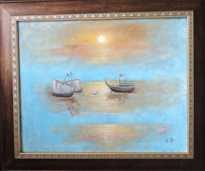 Картина под названием "Морской пейзаж по м…" - Неля, Подлинное произведение искусства, Масло