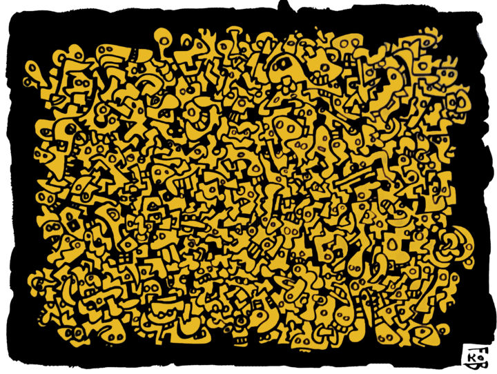 Peinture intitulée "gilets jaunes" par Frob, Œuvre d'art originale, Acrylique