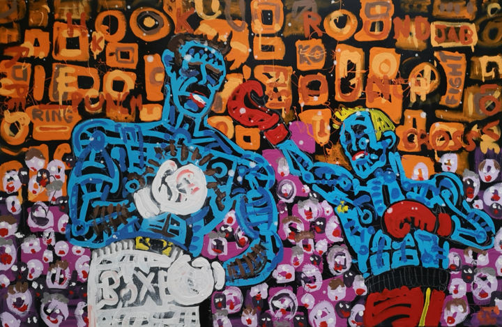 Malerei mit dem Titel "uppercut" von Frob, Original-Kunstwerk, Acryl
