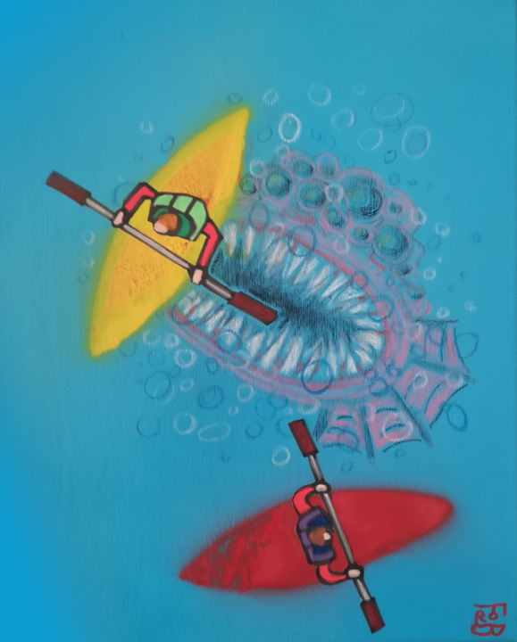 Pintura intitulada "deepwater" por Frob, Obras de arte originais, Acrílico