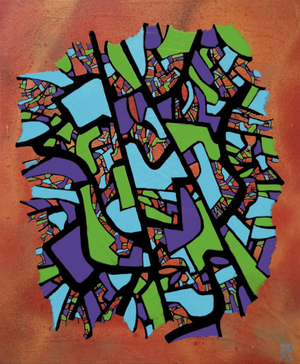 Painting titled "convoi" by Frob, Original Artwork, Acrylic