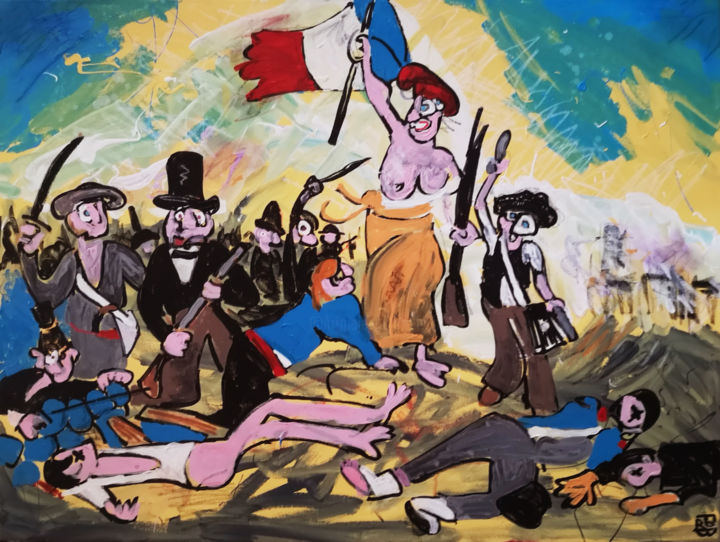 Malerei mit dem Titel "la liberté dit "on…" von Frob, Original-Kunstwerk, Acryl