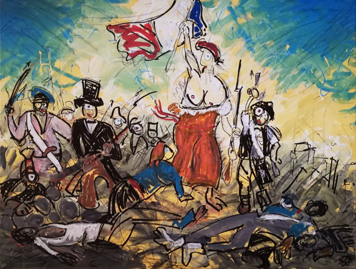Pintura intitulada "la liberté écrase l…" por Frob, Obras de arte originais, Acrílico