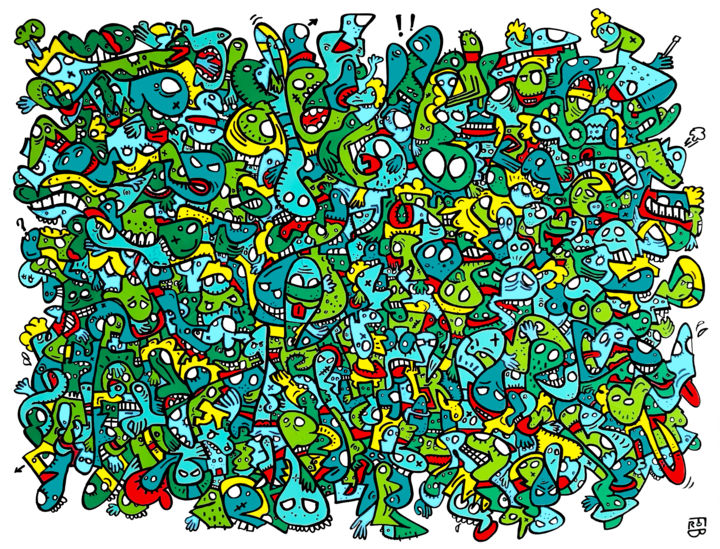 Pintura intitulada "tortues ninja" por Frob, Obras de arte originais, Acrílico