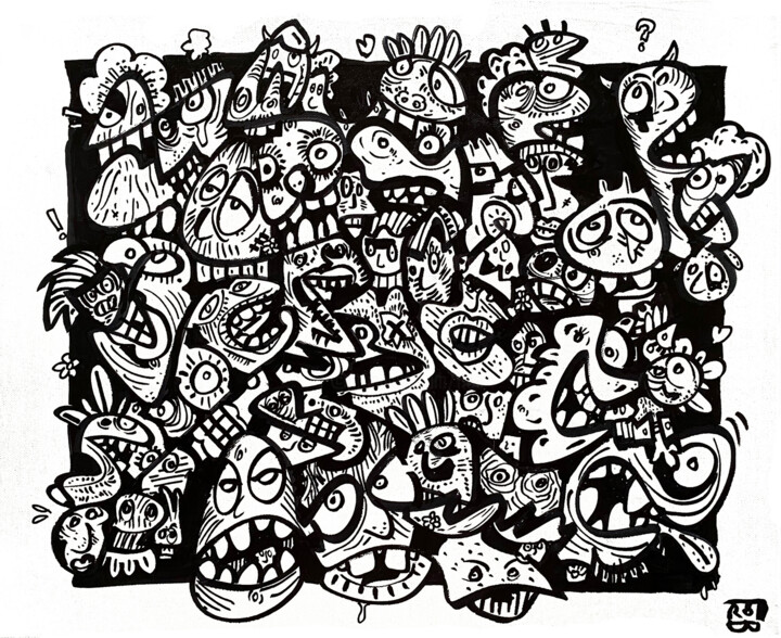 Картина под названием "Pire à na !" - Frob, Подлинное произведение искусства, Акрил Установлен на Деревянная рама для носилок