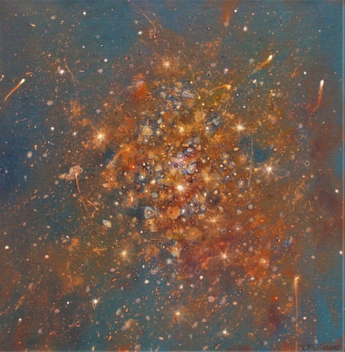 Peinture intitulée "Cosmos" par Xavier Froissart, Œuvre d'art originale, Huile