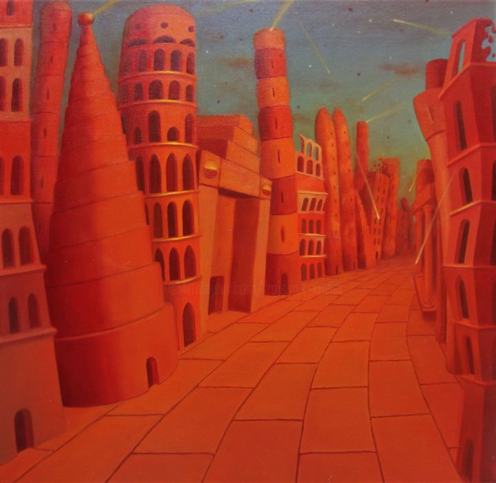 Painting titled "Chréos odos, le Che…" by Xavier Froissart, Original Artwork, Oil