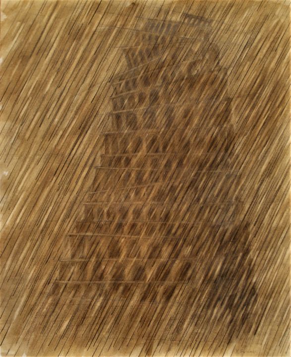 Dessin intitulée "Jour de pluie" par Xavier Froissart, Œuvre d'art originale, Crayon Monté sur Carton