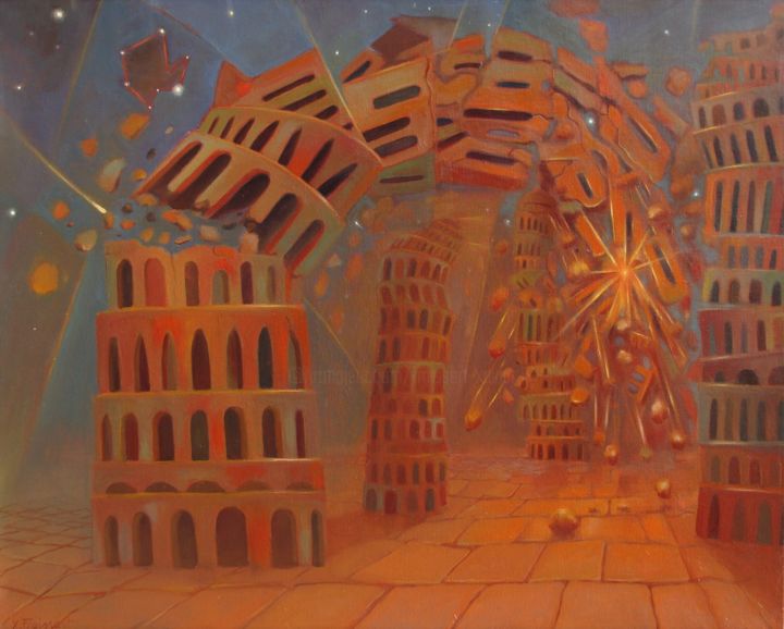 Peinture intitulée "La chute" par Xavier Froissart, Œuvre d'art originale, Huile