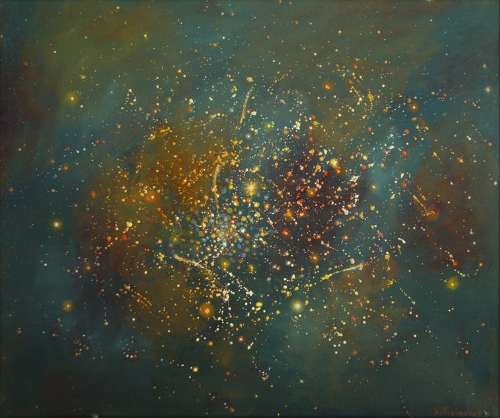 Peinture intitulée "Galaxie" par Xavier Froissart, Œuvre d'art originale, Huile