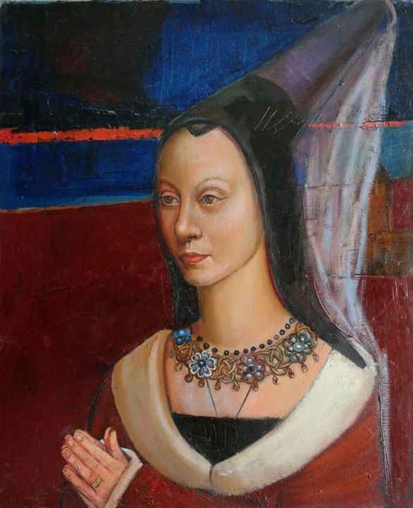 Pittura intitolato "The dedication to H…" da Dagnia Cherevichnik, Opera d'arte originale, Olio