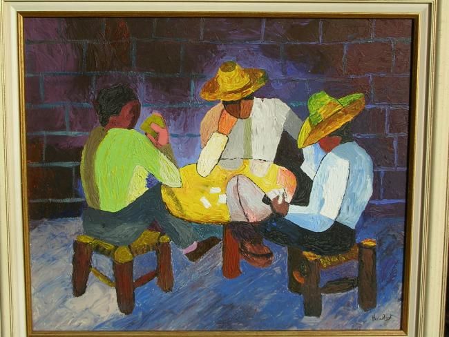 Peinture intitulée "Les joueurs de cart…" par Jean Claude Fruchart D Artois, Œuvre d'art originale