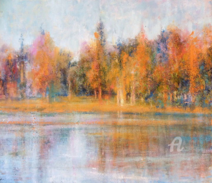 Pittura intitolato "Ducks´ Lake" da F. Stevaux, Opera d'arte originale, Olio