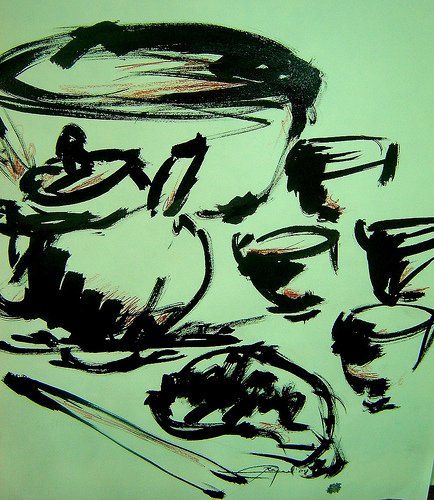 Painting titled "Tea Set" by Evar Rafael, Original Art,