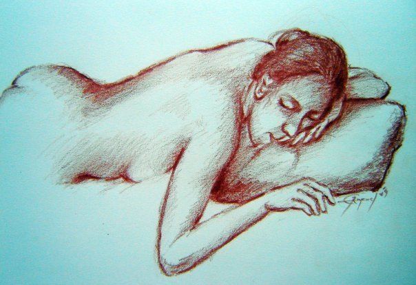Pintura intitulada "Nude Sketch III" por Evar Rafael, Obras de arte originais