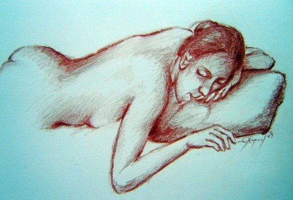 Painting titled "Nude Sketch III" by Evar Rafael, Original Art,
