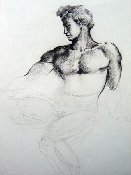 Painting titled "Nude Sketch 01" by Evar Rafael, Original Art,