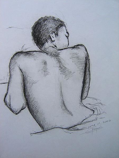 Pintura intitulada "Nude Sketch 02" por Evar Rafael, Obras de arte originais
