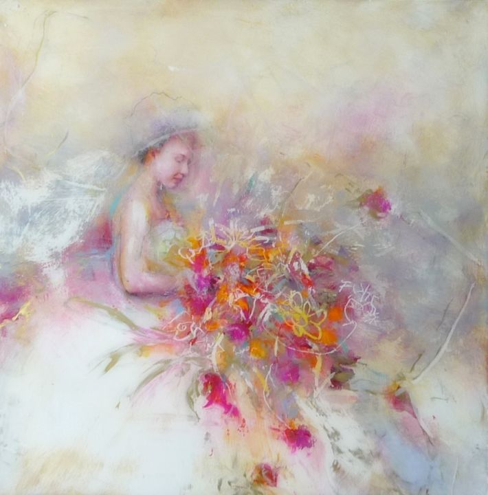 Painting titled "La mariée" by Helene Fuhs, Original Artwork, Acrylic