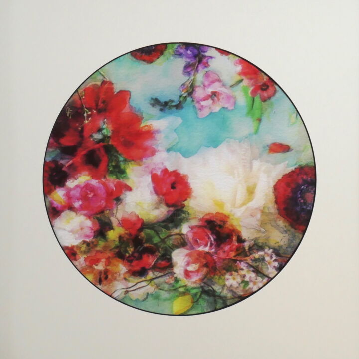 Peinture intitulée "Vue sur jardin 2" par Helene Fuhs, Œuvre d'art originale, Acrylique Monté sur Carton