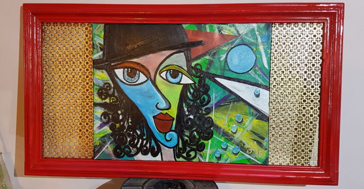 Painting titled "Strano tipo con cap…" by Latini, Original Artwork, Acrylic