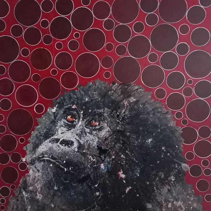 Malerei mit dem Titel "Scimpanzé 2" von Simona Fumagalli, Original-Kunstwerk, Acryl