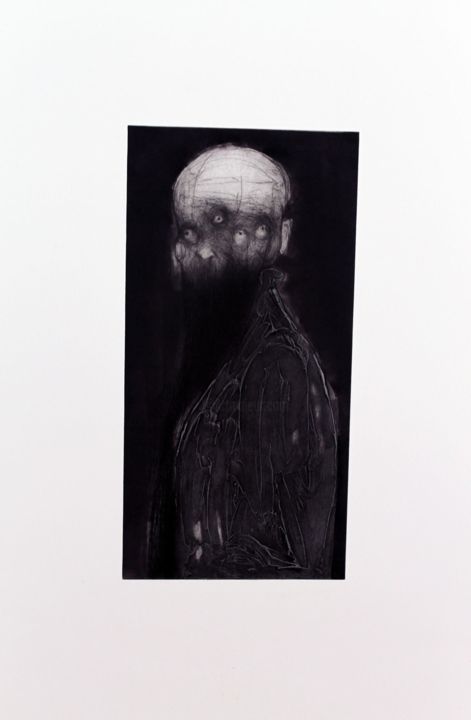 Gravures & estampes intitulée "autoretrato-preso-d…" par Andres Vazquez Gloria, Œuvre d'art originale, Gravure
